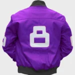 Unisex 8 Ball Purple Bomber Leather Jacket
