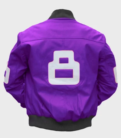 Unisex 8 Ball Purple Bomber Leather Jacket