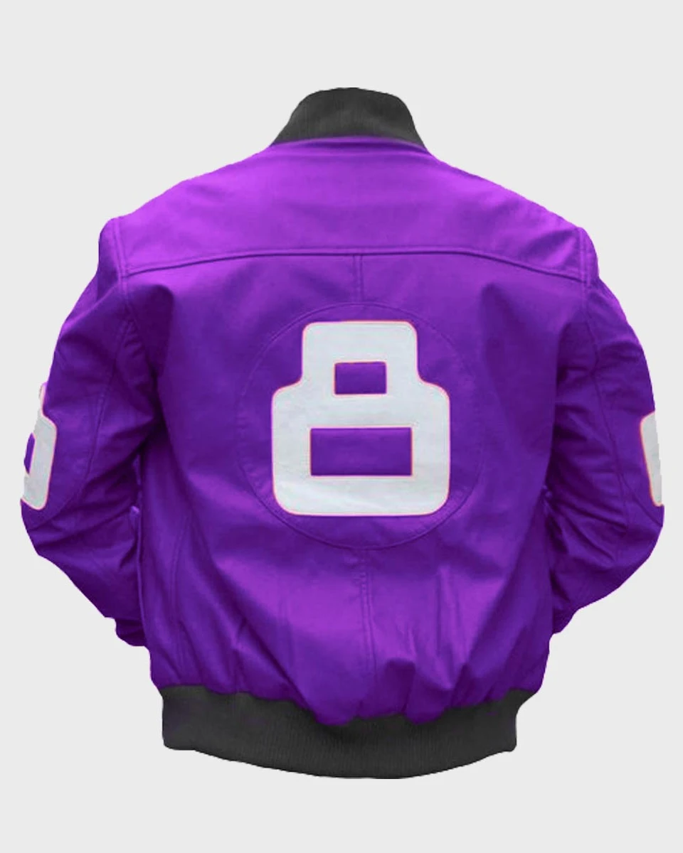 Unisex 8 Ball Purple Bomber Leather Jacket Unisex 8 Ball Purple Bomber Leather Jacket
