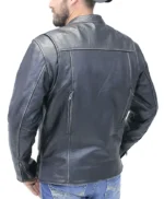 Vintage Black Motorcycle Leather Jacket For Mens