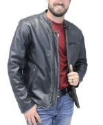 Vintage Black Motorcycle Leather Jacket For Mens