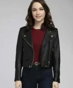 Violett Beane God Friended Me Black Leather Jacket