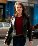 Violett Beane God Friended Me Black Leather Jacket