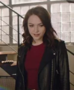 Violett Beane God Friended Me Black Leather Jacket