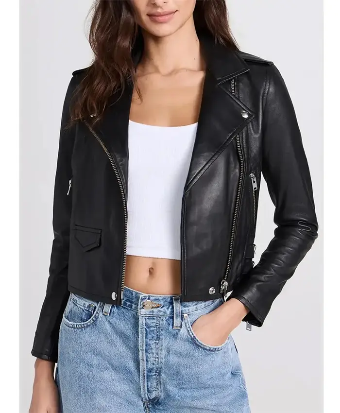 Violett Beane God Friended Me Black Leather Jacket Violett Beane God Friended Me Black Leather Jacket