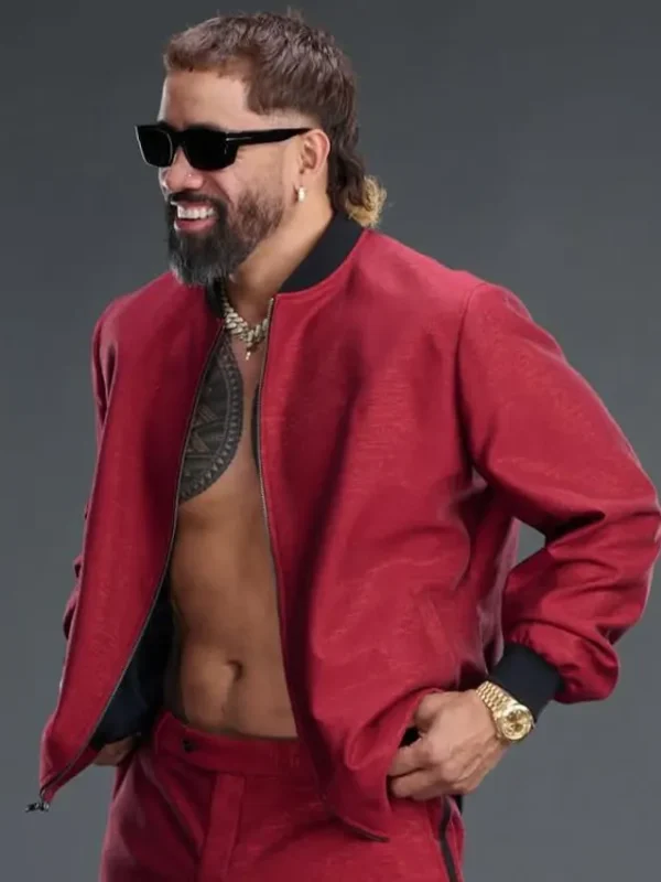 WrestleMania 42 Jey Uso Red Bomber Jacket