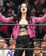 WWE Dynamite Saraya Pink Leather Jacket