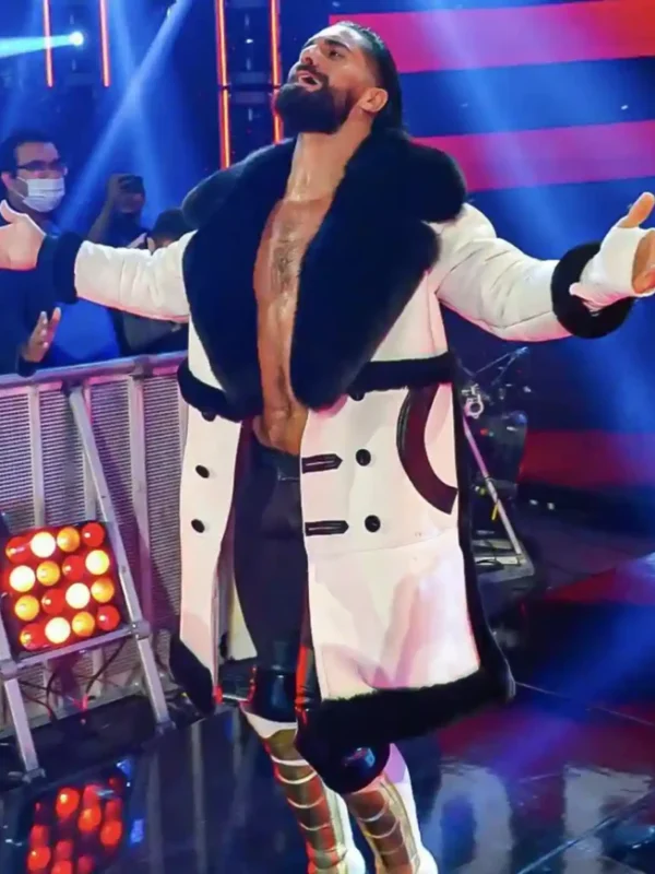 WWE RAW Seth Rollins White Leather Coat