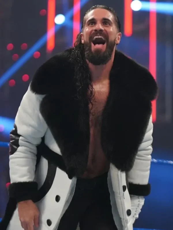 WWE RAW Seth Rollins White Leather Coat