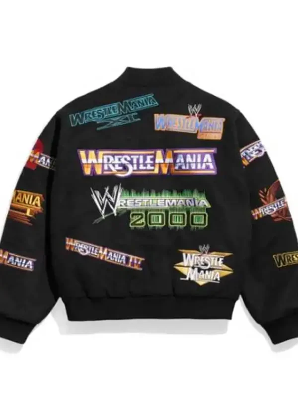 WWE WrestleMania 1-21 Black Varsity Jacket