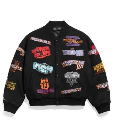 WWE WrestleMania 1-21 Black Varsity Jacket