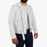 White Leather Jacket Slim Fit Biker Lambskin