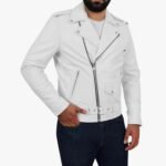 White Leather Jacket Slim Fit Biker Lambskin