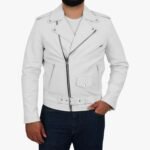 White Leather Jacket Slim Fit Biker Lambskin