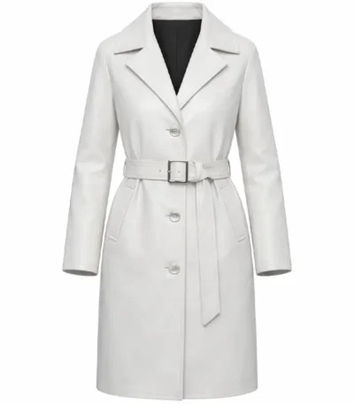 White Leather Trench Coat