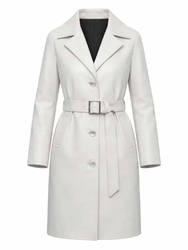White Leather Trench Coat