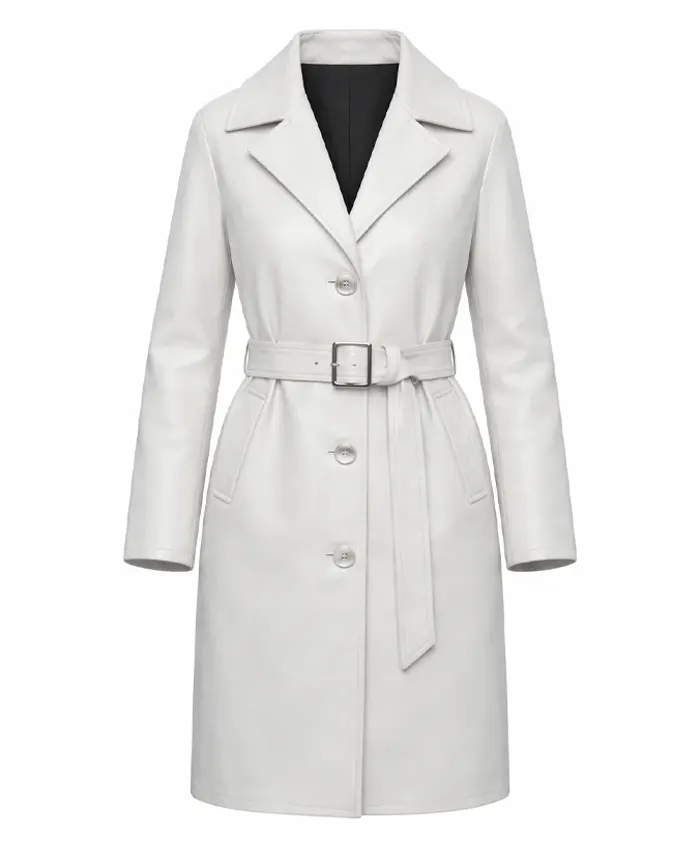 White Leather Trench Coat White Leather Trench Coat