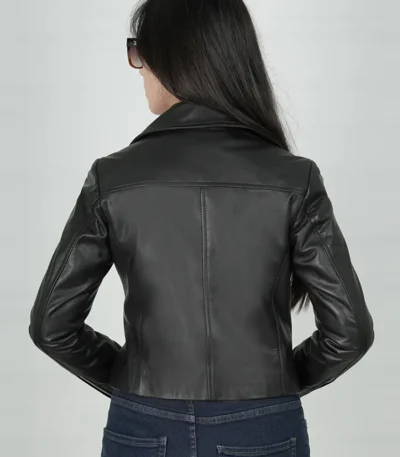 Women Moto Style Slim Fit Real Leather Jacket