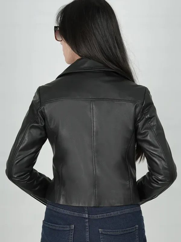 Women Moto Style Slim Fit Real Leather Jacket