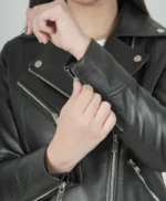 Women Moto Style Slim Fit Real Leather Jacket