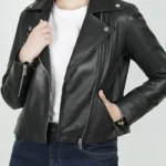 Women Moto Style Slim Fit Real Leather Jacket