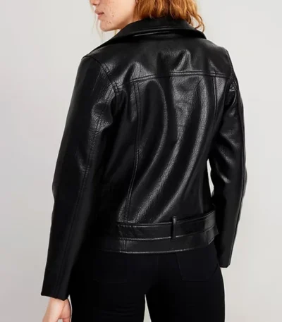 Women’s Black Leather Finished Biker Jacket