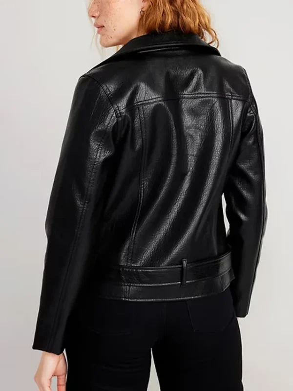 Women’s Black Leather Finished Biker Jacket