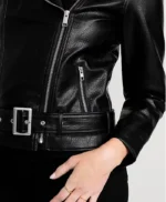 Women’s Black Leather Finished Biker Jacket