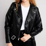 Women’s Black Leather Finished Biker Jacket