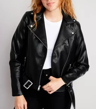 Women’s Black Leather Finished Biker Jacket