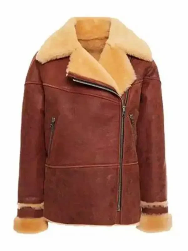 Womens Distressed Shearling Jacket