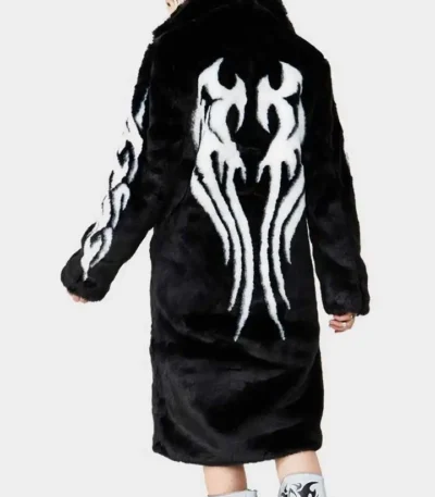 Fallen Angel Fur Black Mid Length Coat