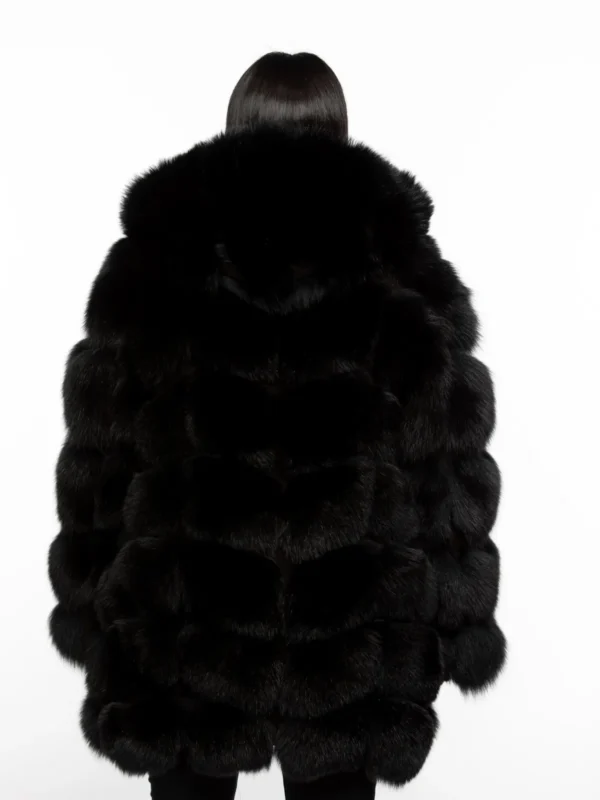 Womens Fur Coat with Detachable Hood