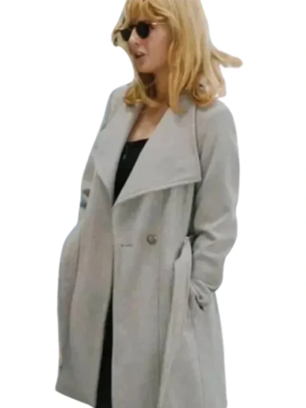 Womens Off White Long Trench Robe Coat