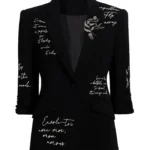 Women’s Word Printed Black Blazer