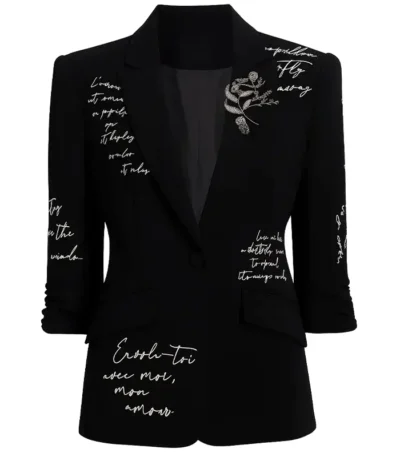 Women’s Word Printed Black Blazer