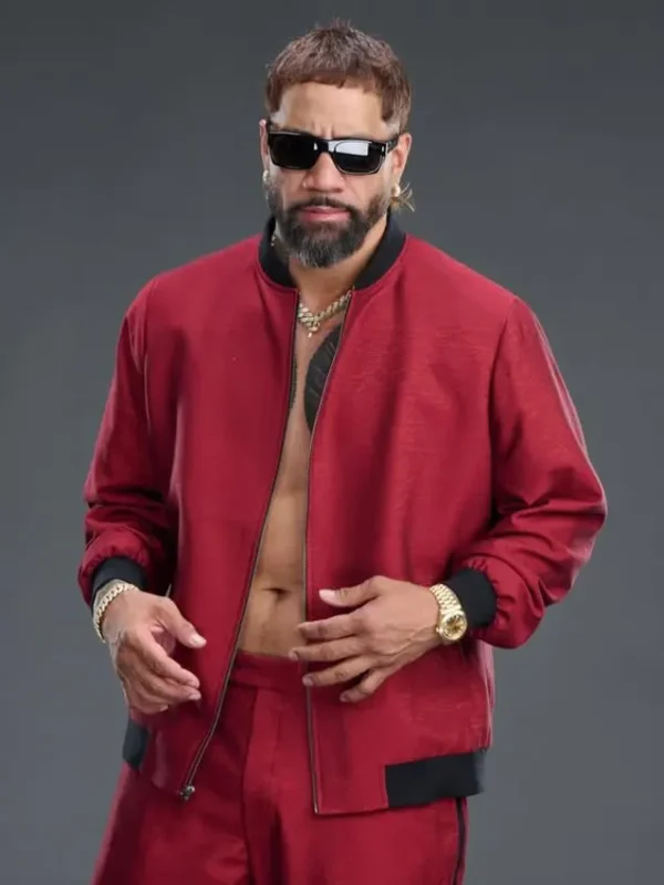 WrestleMania 42 Jey Uso Red Bomber Jacket