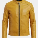 Yellow Leather Motorcycle Jacket