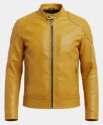 Yellow Leather Motorcycle Jacket