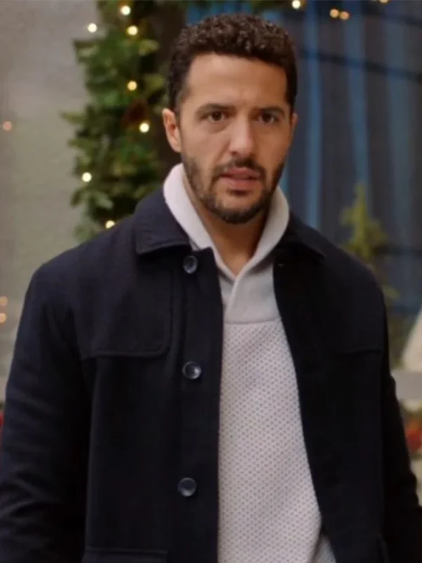 Zach Smadu Mom’s Christmas Boyfriend 2023 Blue Peacoat