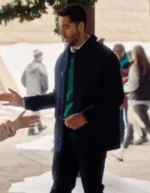 Zach Smadu Mom’s Christmas Boyfriend 2023 Blue Peacoat