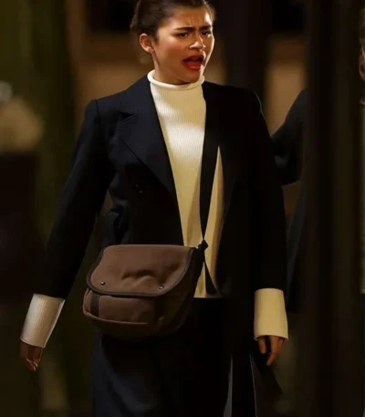Zendaya The Drama Black Wool Coat