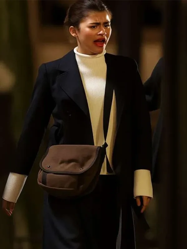Zendaya The Drama Black Wool Coat