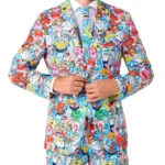 2 Piece Spongebob Frenzy Multicolor Mens Suit