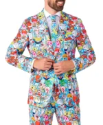 2 Piece Spongebob Frenzy Multicolor Mens Suit