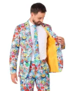 2 Piece Spongebob Frenzy Multicolor Mens Suit