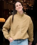 Caitlin Clark Tan Brown Bomber Jacket