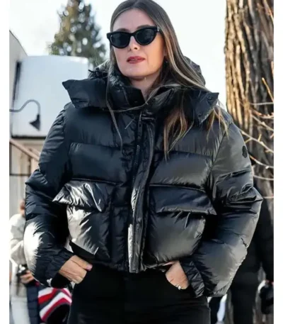 2026 Maria Sharapova Black Puffer Jacket