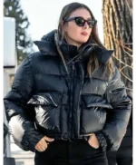 2026 Maria Sharapova Black Puffer Jacket