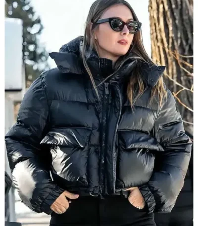 2026 Maria Sharapova Black Puffer Jacket